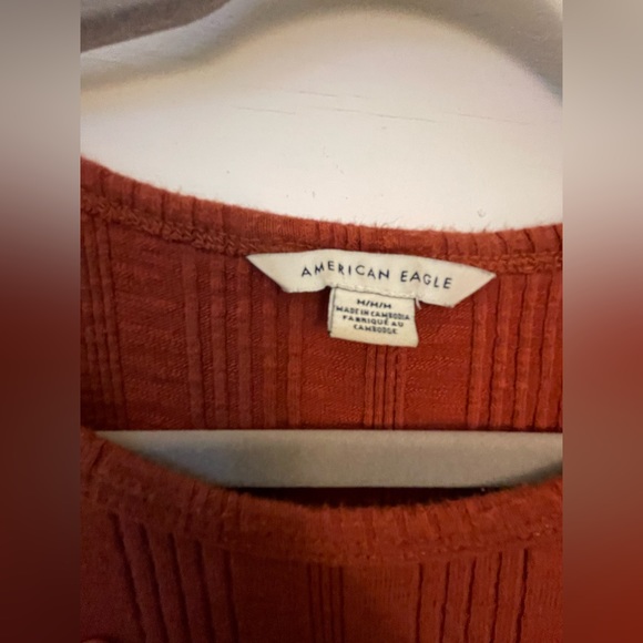 Orange Cotton Stretchy Mini Dress - Knit T-Shirt Dress - Size M - American Eagle - Picture 3 of 5